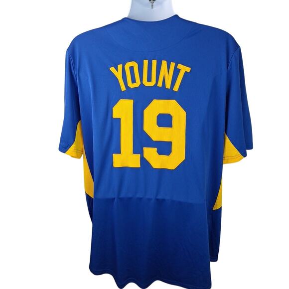 MLB Tx3 Cool Milwaukee Brewers Baseball Blue Jersey #19 Robin Yount Size XL - Picture 1 of 10